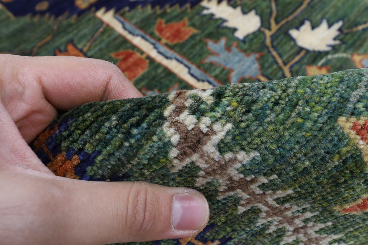 249 x 302 cm | Green Afghan Veg Dye Wool carpet