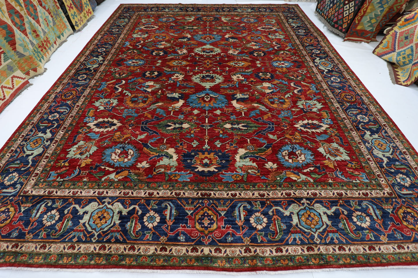 359 x 446 cm | Aryana Red Afghan Hand Knotted Carpet