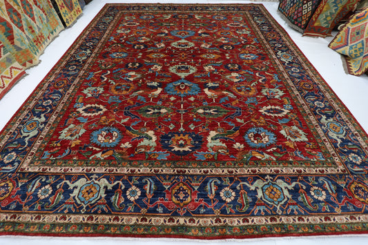 359 x 446 cm | Aryana Red Afghan Hand Knotted Carpet