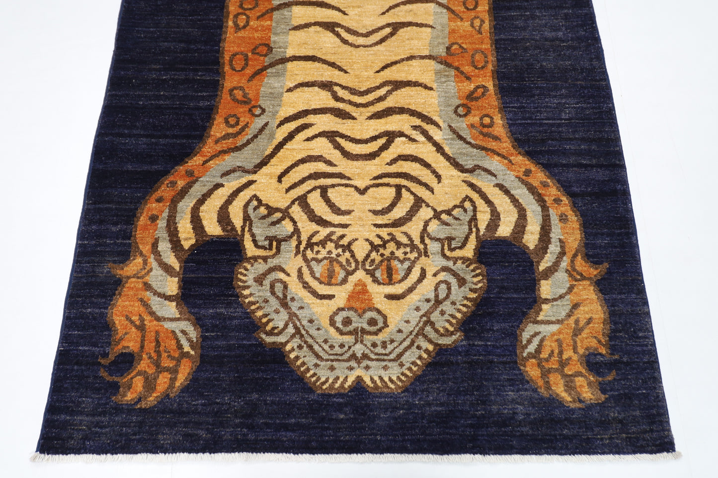 122 x 174 cm | Tiger Blue Oriental Area Rug Afghan Hand Knotted Veg Dye Wool carpet