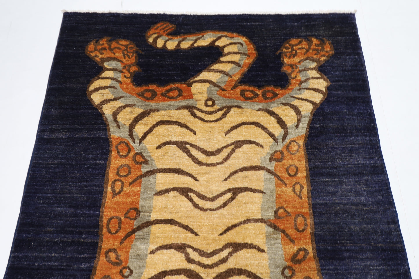 122 x 174 cm | Tiger Blue Oriental Area Rug Afghan Hand Knotted Veg Dye Wool carpet