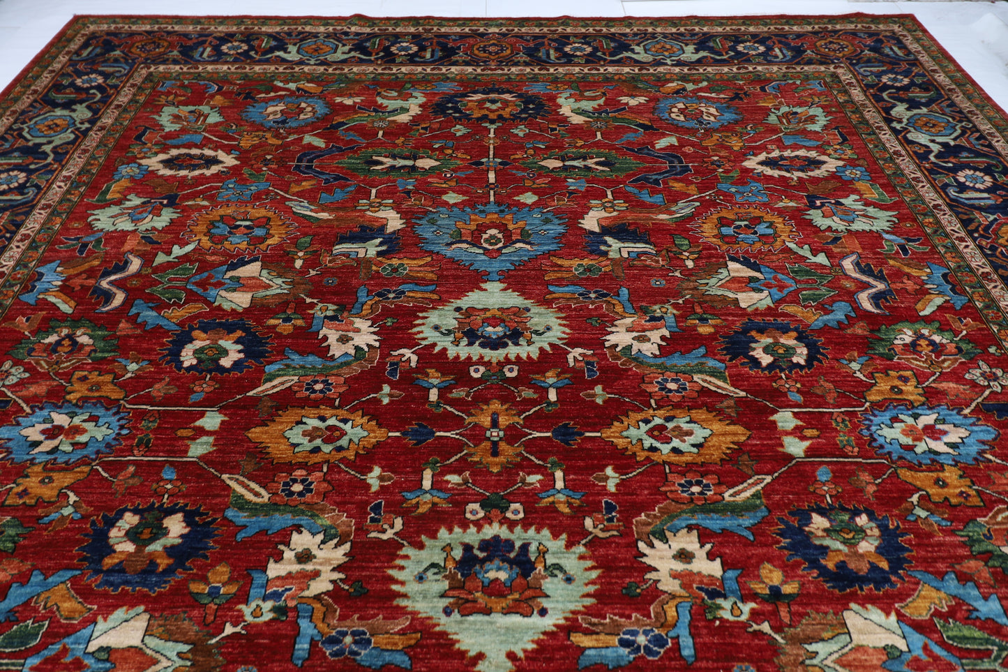359 x 446 cm | Aryana Red Afghan Hand Knotted Carpet