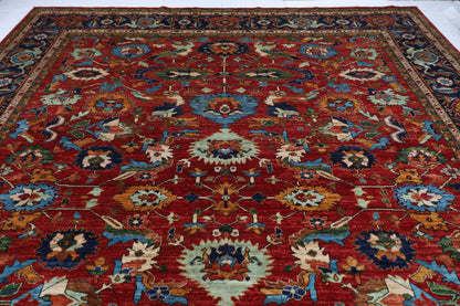 359 x 446 cm | Aryana Red Afghan Hand Knotted Carpet