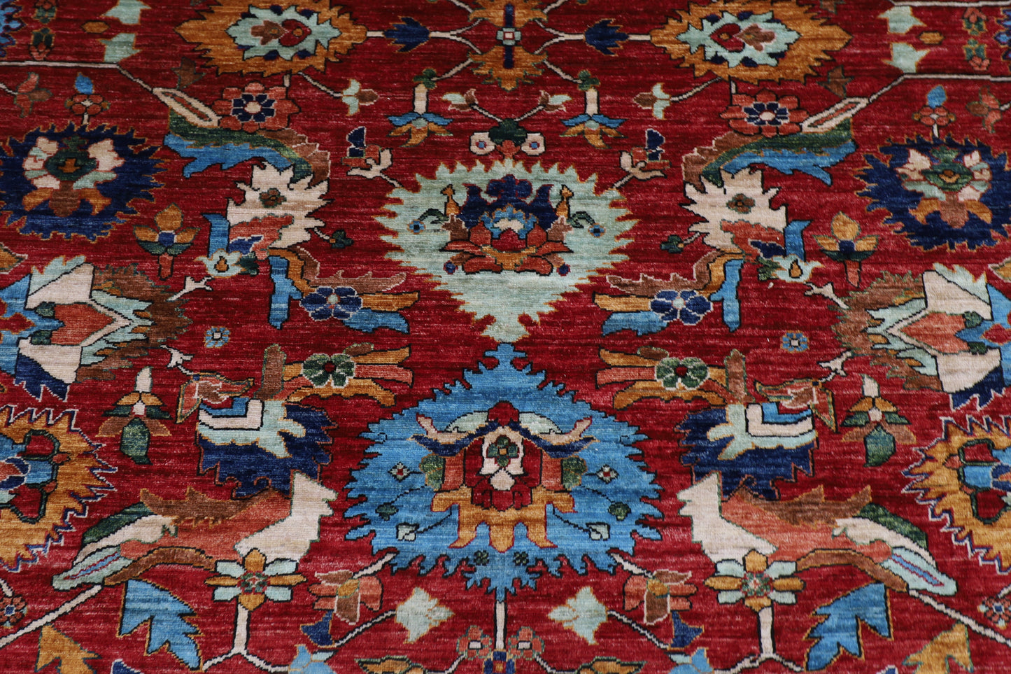359 x 446 cm | Aryana Red Afghan Hand Knotted Carpet