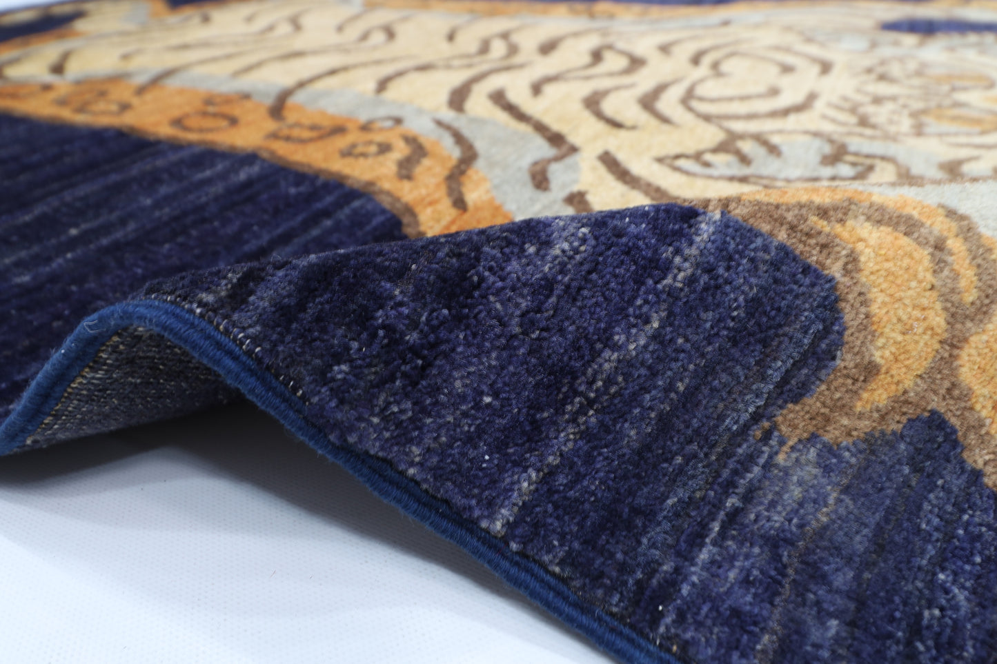 122 x 174 cm | Tiger Blue Oriental Area Rug Afghan Hand Knotted Veg Dye Wool carpet