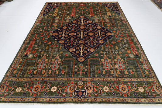 241 x 296 cm | Green Afghan Veg Dye Wool carpet