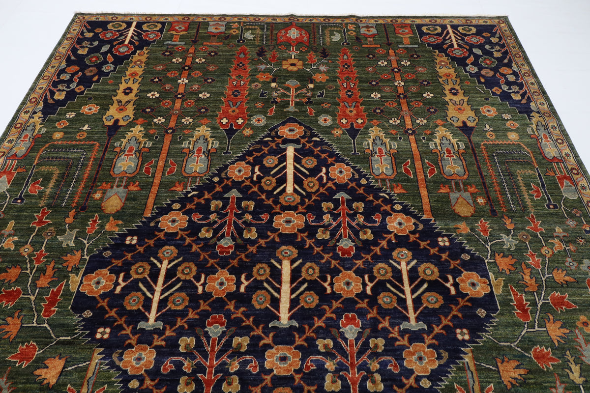 241 x 296 cm | Green Afghan Veg Dye Wool carpet
