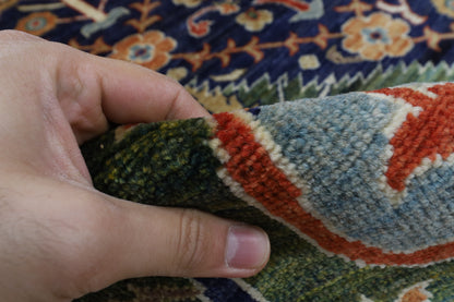 241 x 296 cm | Green Afghan Veg Dye Wool carpet