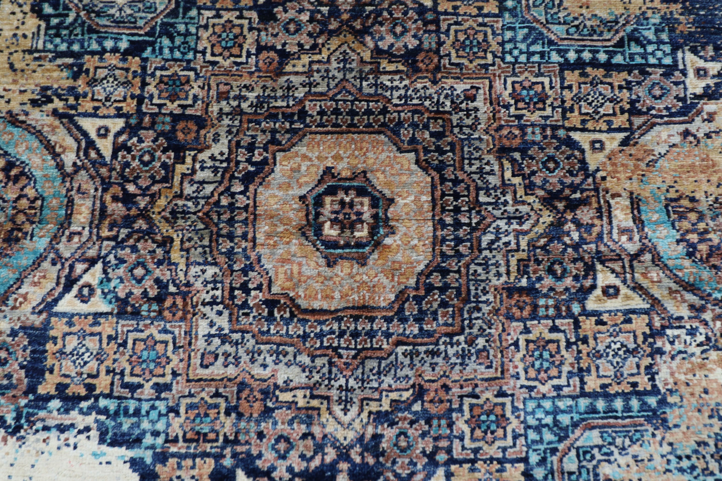 152 x 150 cm | Abstract Mamluk Round Oriental Rug Afghan Hand Knotted Veg Dye Wool carpet