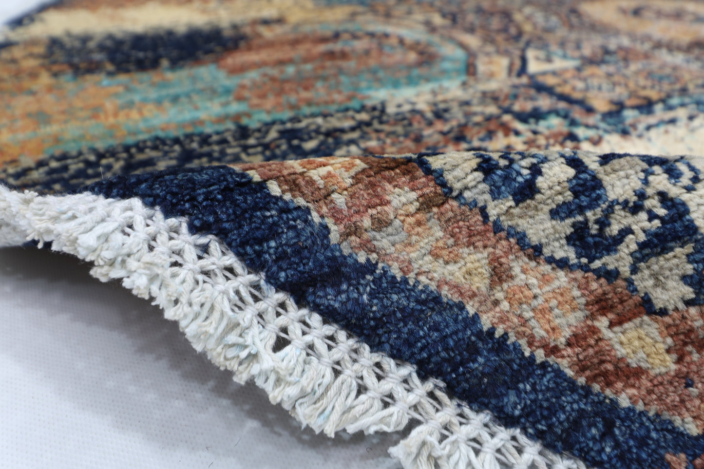 152 x 150 cm | Abstract Mamluk Round Oriental Rug Afghan Hand Knotted Veg Dye Wool carpet
