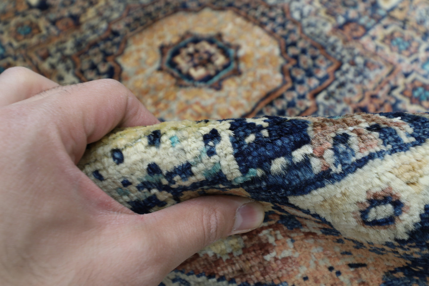 152 x 150 cm | Abstract Mamluk Round Oriental Rug Afghan Hand Knotted Veg Dye Wool carpet