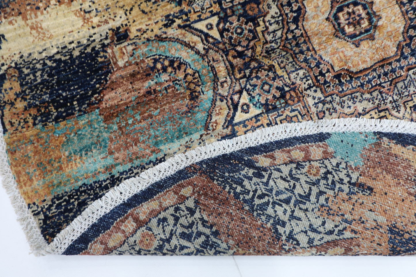 152 x 150 cm | Abstract Mamluk Round Oriental Rug Afghan Hand Knotted Veg Dye Wool carpet