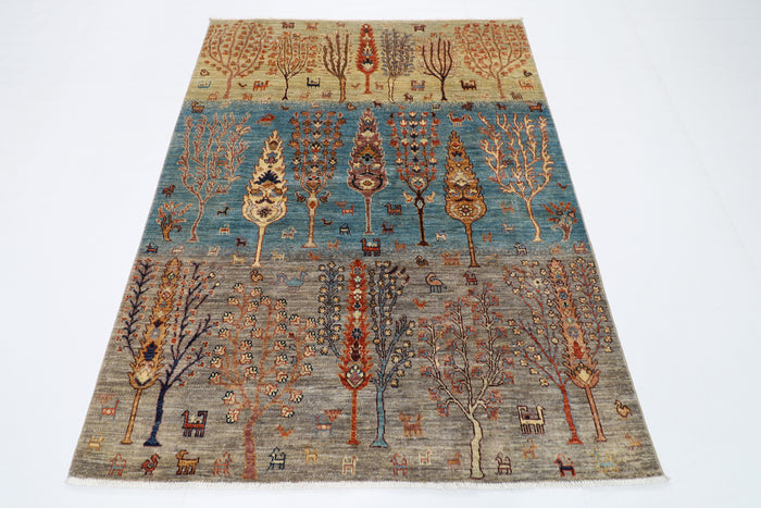 150 x 193 cm | Tree of life Oriental Area Rug Afghan Hand Knotted Veg Dye Wool carpet