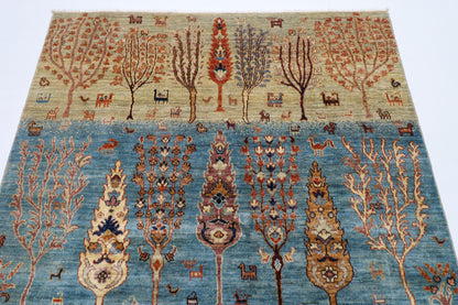 150 x 193 cm | Tree of life Oriental Area Rug Afghan Hand Knotted Veg Dye Wool carpet