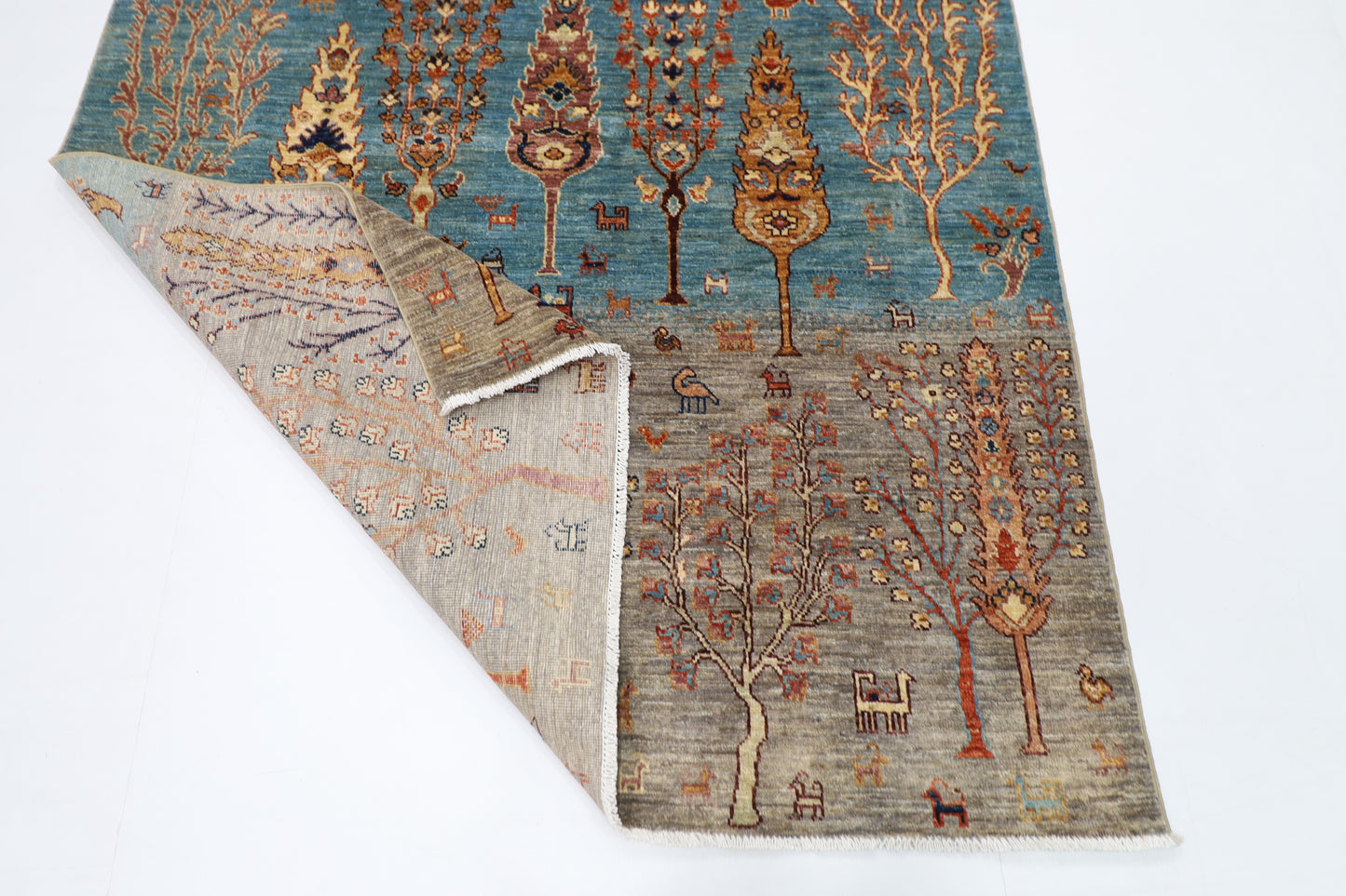 150 x 193 cm | Tree of life Oriental Area Rug Afghan Hand Knotted Veg Dye Wool carpet