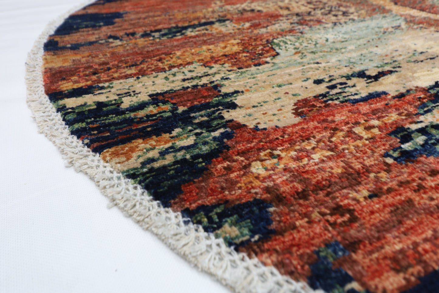 154 x 149 cm | Abstract Mamluk Oriental Round Rug Afghan Hand Knotted Veg Dye Wool carpet