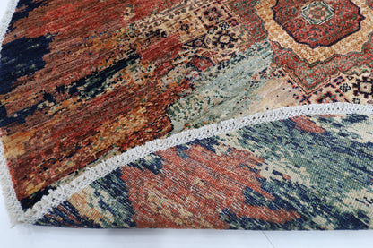 154 x 149 cm | Abstract Mamluk Oriental Round Rug Afghan Hand Knotted Veg Dye Wool carpet