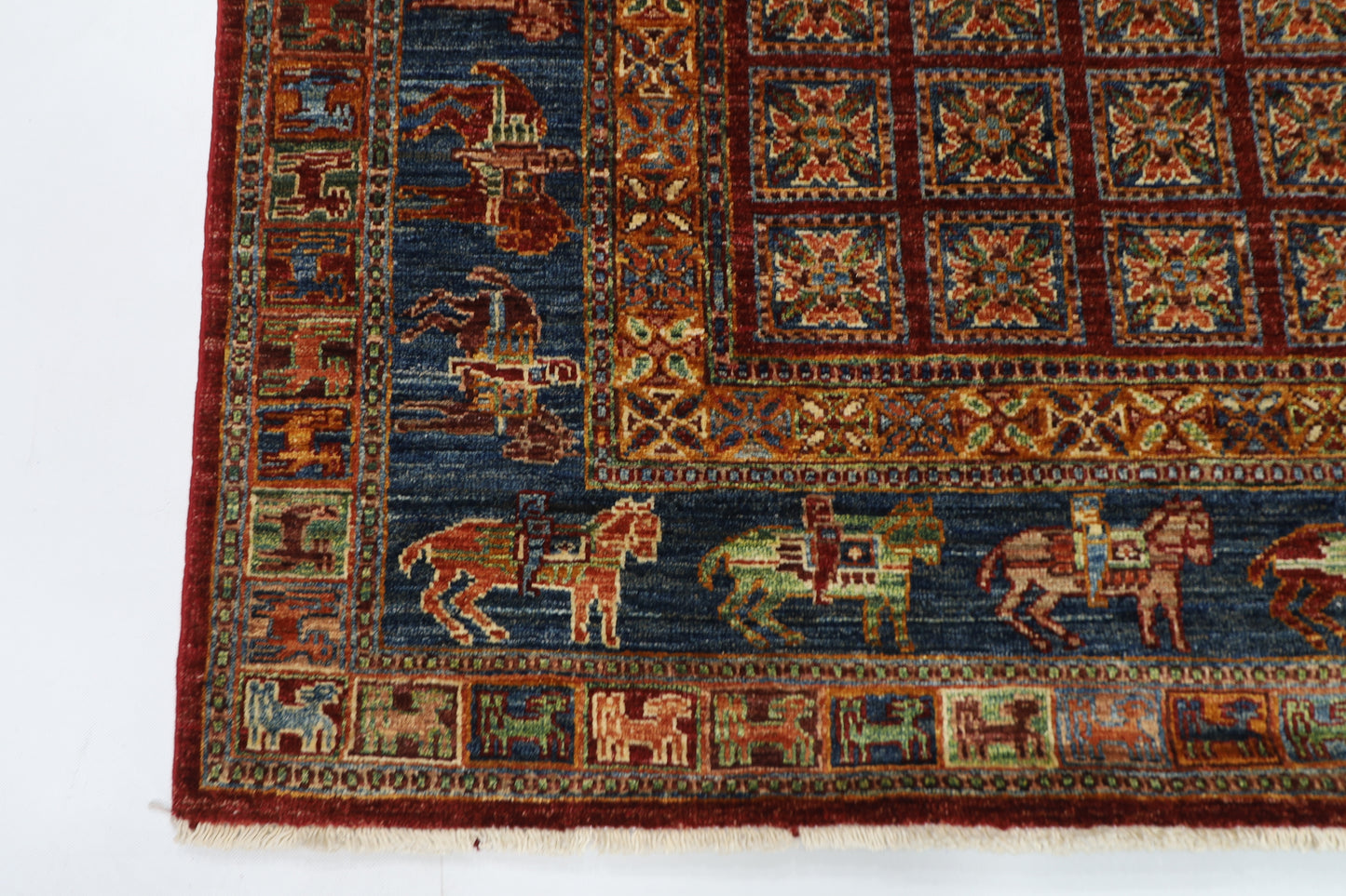 129 x 180 cm | Oriental Animal Area Rug Afghan Hand Knotted Veg Dye Wool carpet