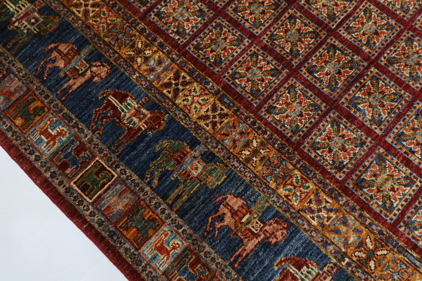 129 x 180 cm | Oriental Animal Area Rug Afghan Hand Knotted Veg Dye Wool carpet