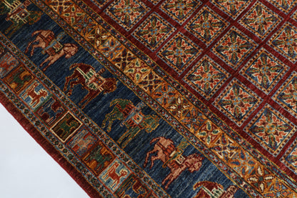 129 x 180 cm | Oriental Animal Area Rug Afghan Hand Knotted Veg Dye Wool carpet