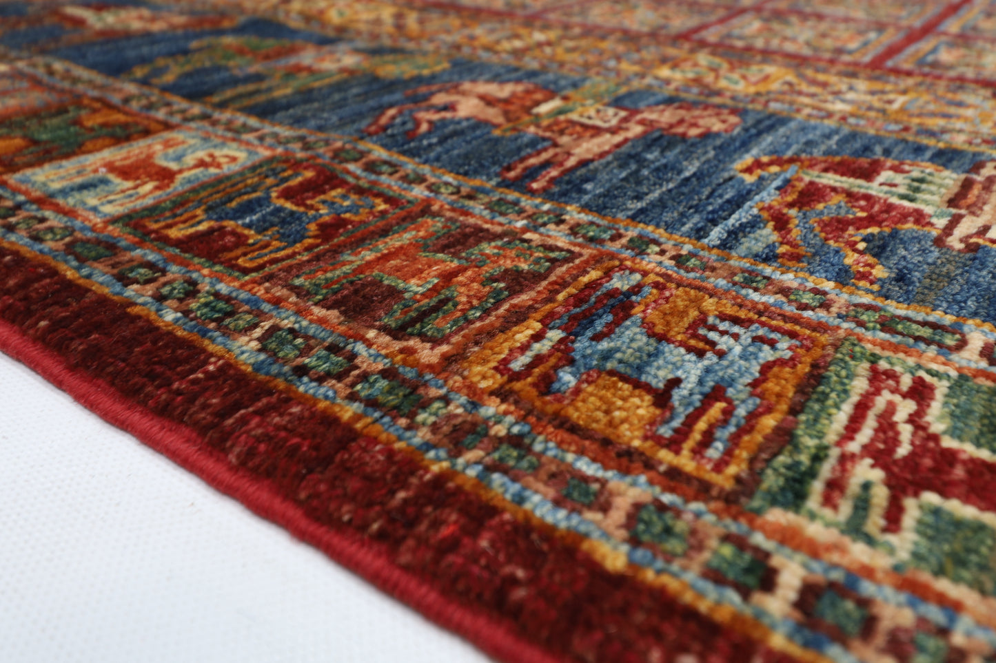 129 x 180 cm | Oriental Animal Area Rug Afghan Hand Knotted Veg Dye Wool carpet