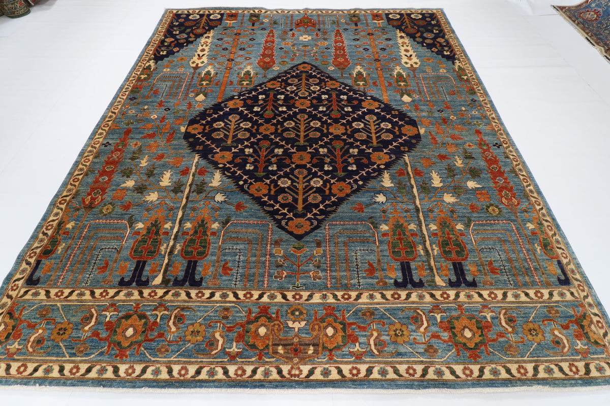249 x 296 cm | Blue Tribal Afghan Veg Dye Wool carpet
