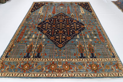 249 x 296 cm | Blue Tribal Afghan Veg Dye Wool carpet