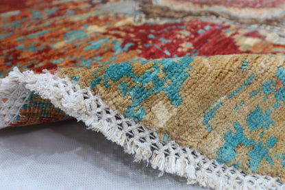 154 x 151 cm | Oriental Abstract Round Rug Afghan Hand Knotted Veg Dye Wool carpet