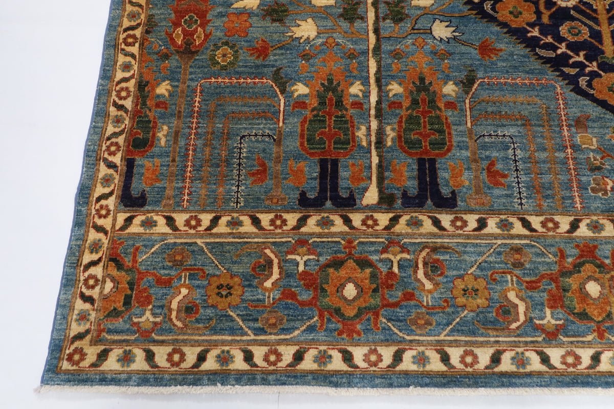 249 x 296 cm | Blue Tribal Afghan Veg Dye Wool carpet