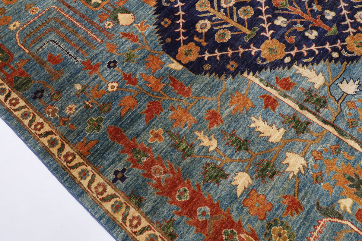 249 x 296 cm | Blue Tribal Afghan Veg Dye Wool carpet