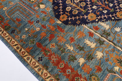 249 x 296 cm | Blue Tribal Afghan Veg Dye Wool carpet