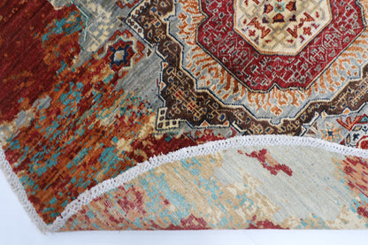 154 x 151 cm | Oriental Abstract Round Rug Afghan Hand Knotted Veg Dye Wool carpet