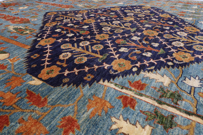 249 x 296 cm | Blue Tribal Afghan Veg Dye Wool carpet