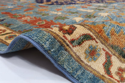 249 x 296 cm | Blue Tribal Afghan Veg Dye Wool carpet