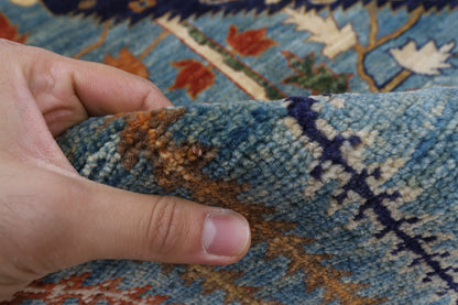 249 x 296 cm | Blue Tribal Afghan Veg Dye Wool carpet