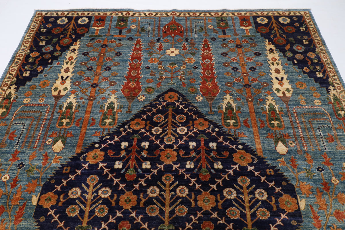 249 x 296 cm | Blue Tribal Afghan Veg Dye Wool carpet