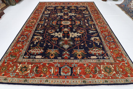 275 x 362 cm | Navy Blue Afghan Veg Dye Wool carpet
