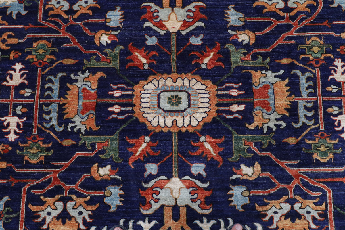 275 x 362 cm | Navy Blue Afghan Veg Dye Wool carpet