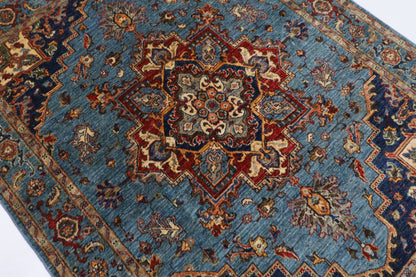150 x 204 cm | Oriental Heriz Blue Area Rug Afghan Hand Knotted Veg Dye Wool carpet