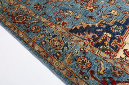 150 x 204 cm | Oriental Heriz Blue Area Rug Afghan Hand Knotted Veg Dye Wool carpet
