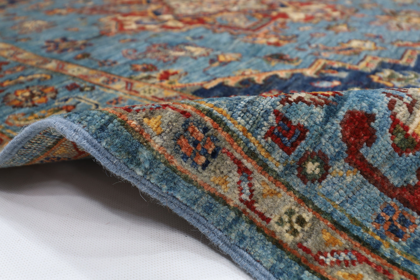 150 x 204 cm | Oriental Heriz Blue Area Rug Afghan Hand Knotted Veg Dye Wool carpet