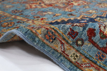 150 x 204 cm | Oriental Heriz Blue Area Rug Afghan Hand Knotted Veg Dye Wool carpet