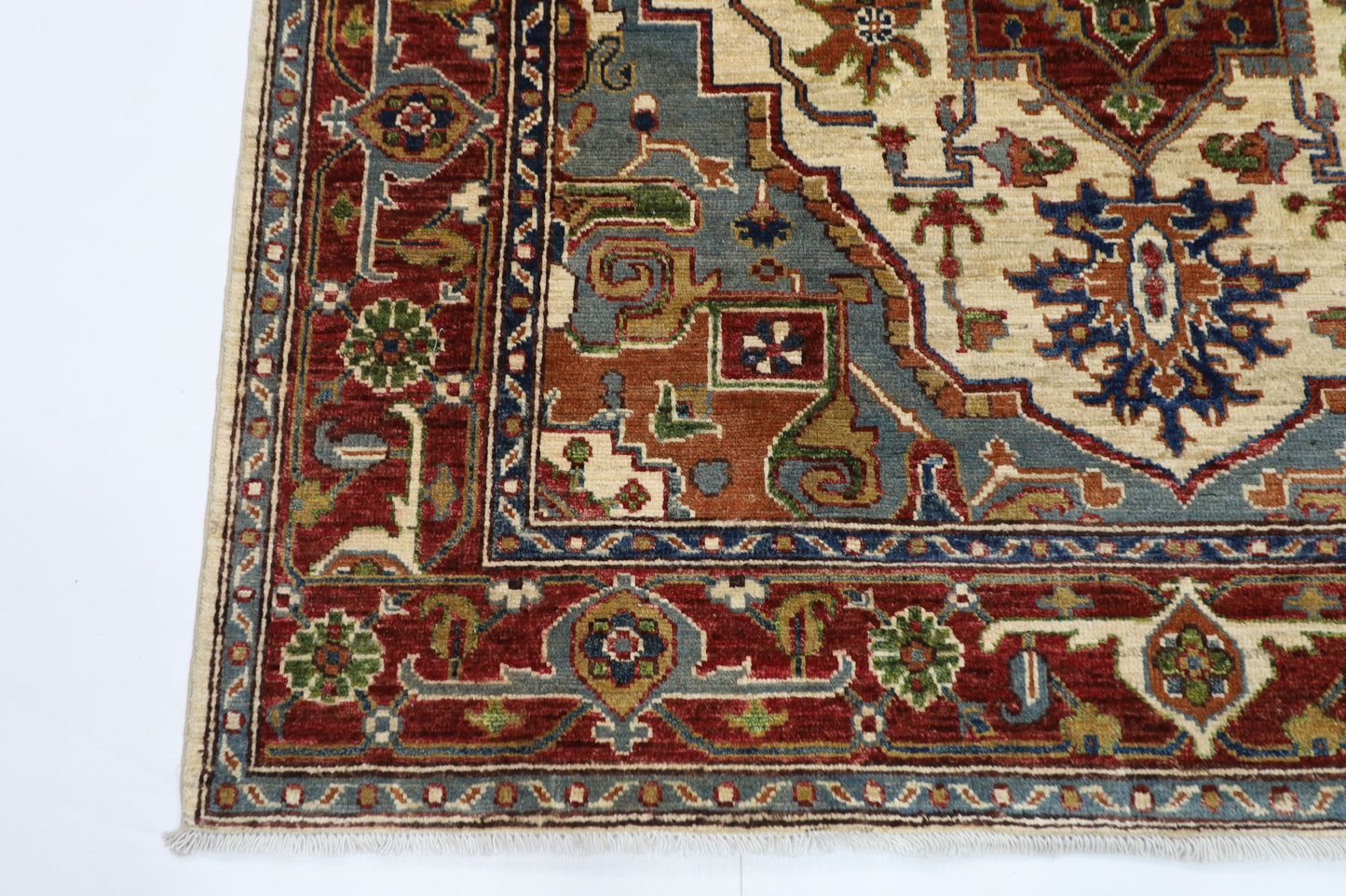 153 x 200 cm | Oriental Heriz Begie Area Rug Afghan Hand Knotted Veg Dye Wool carpet