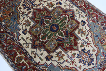 153 x 200 cm | Oriental Heriz Begie Area Rug Afghan Hand Knotted Veg Dye Wool carpet