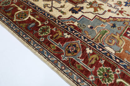 153 x 200 cm | Oriental Heriz Begie Area Rug Afghan Hand Knotted Veg Dye Wool carpet