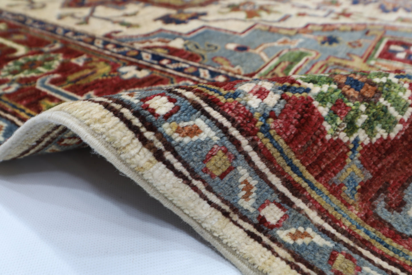 153 x 200 cm | Oriental Heriz Begie Area Rug Afghan Hand Knotted Veg Dye Wool carpet