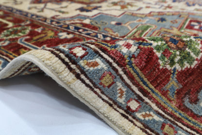 153 x 200 cm | Oriental Heriz Begie Area Rug Afghan Hand Knotted Veg Dye Wool carpet