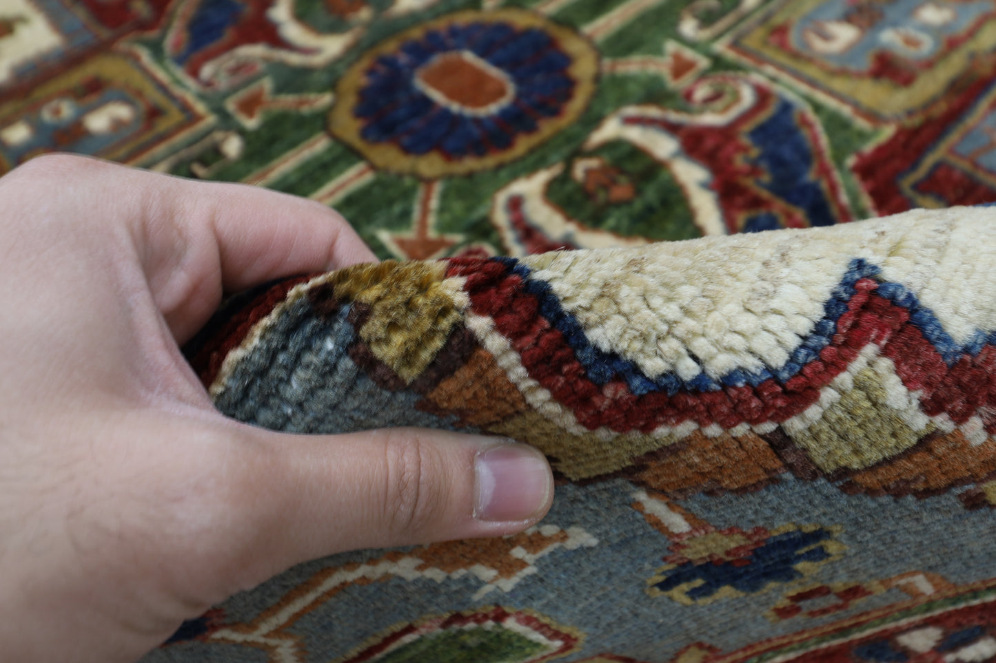 153 x 200 cm | Oriental Heriz Begie Area Rug Afghan Hand Knotted Veg Dye Wool carpet