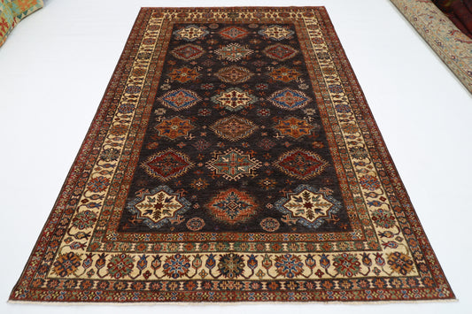 200 x 290 cm | Kazak Grey Afghan Hand Knotted Carpet