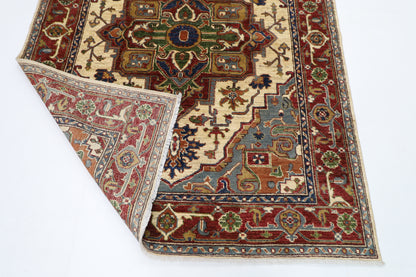 153 x 200 cm | Oriental Heriz Begie Area Rug Afghan Hand Knotted Veg Dye Wool carpet
